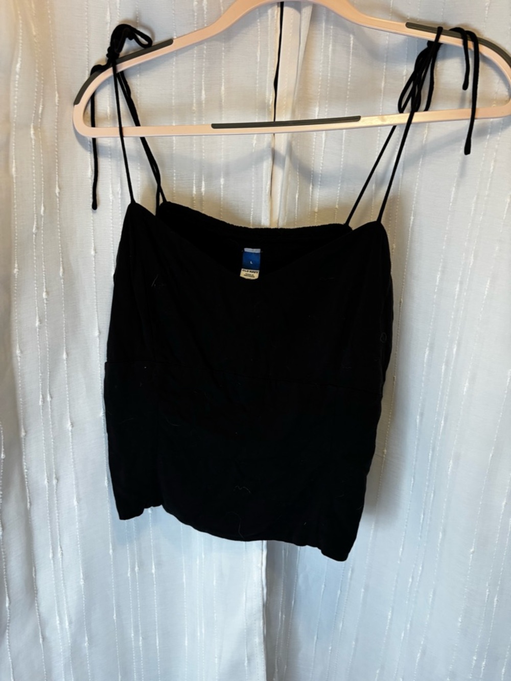 Old Navy Black Tie-Strap Cropped Tank Top